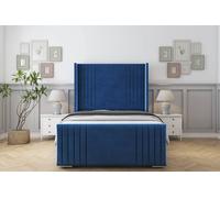 Sloomy Camden Plush Bed Frame With 50" Upholstered Wingback Headboard in Navy | Size: Super King Sloomy Navy Super King