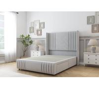 Sloomy Camden Plush Divan Base 2 Drawers - 54" Wing Headboard-Footboard in Silver | Size: Double Sloomy Silver Double