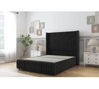 Sloomy Camden Plush Divan Base No Drawers - 54" Wing Headboard-Footboard in Black | Size: Small Single Sloomy Black Small Single