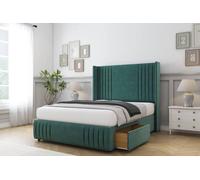 Sloomy Camden Plush Divan Set No Drawers-54" Wingback-Footboard in Emerald | Size: Super King Sloomy Emerald Super King