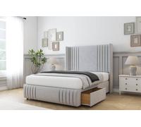 Sloomy Camden Plush Divan Set No Drawers-54" Wingback-Footboard in Silver | Size: Small Double Sloomy Silver Small Double