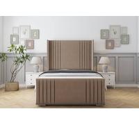 Sloomy Camden Plush Frame-Mattress-50" Upholstered Wingback Headboard in Taupe | Size: King Sloomy Taupe King