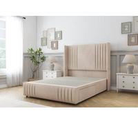 Sloomy Camden Sand Naples Divan Bed Base No Drawers-54" Wingback Headboard12"-Footboard 2'6 Small Single