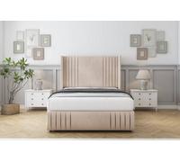 Sloomy Camden Sand Naples Divan Bed With Mattress 2 Drawers Foot-End With 54" Wingback & 12" Footboard 6' Super King