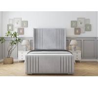 Sloomy Camden Silver Naples Bed Frame With Mattress With 50" Upholstered Wingback Headboard 4'6 Double