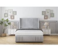 Sloomy Camden Silver Naples Divan Bed With Mattress 2 Drawers Foot-End With 54" Wingback & 12" Footboard 6' Super King