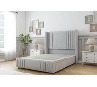 Sloomy Camden Silver Plush Divan Bed Base 2 Drawers Foot-End-54" Wingback Headboard12"-Footboard 5' King