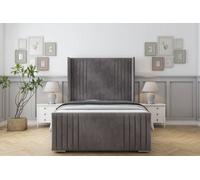Sloomy Camden Slate Naples Bed Frame With 50" Upholstered Wingback Headboard 4'6 Double