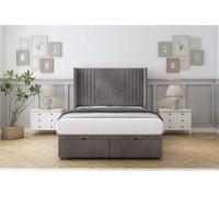 Sloomy Camden Slate Naples Ottoman Bed With Mattress With 54" Wingback Headboard 4'6 Double