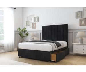 Sloomy Comfort Tokyo Black Naples Divan Bed Base 4 Drawers - 54" Floor Standing 6' Super King