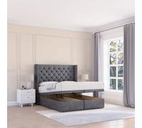 Sloomy Dior Armour Conistan 6Ft Ottoman Bed End Opening With Sprung Memory Mattress & 54" Headboard-Super King