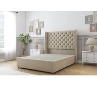 Sloomy Dior Coniston Divan Bed Base 2 Drawers - 54" Wingback Headboard in Cream | Size: Super King Sloomy Cream Super King