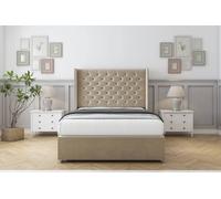 Sloomy Dior Coniston Divan Bed Base No Drawers - 54" Wingback Headboard in Cream | Size: Small Double Sloomy Cream Small Double