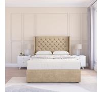 Sloomy Dior Coniston Wingback Bed Set, No Drawers & 54" Floor Standing Headboard in Cream | Size: Single Sloomy Cream Single