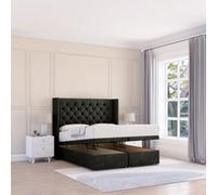 Sloomy Dior Graphite Dumfries 5Ft Ottoman Bed End Opening With Sprung Memory Mattress & 54" Headboard-King