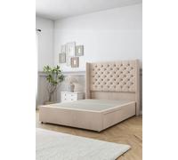 Sloomy Dior Naples Divan Bed Base 2 Drawers - 54" Wingback Headboard in Light Sand | Size: Super King Sloomy Light Sand Super King