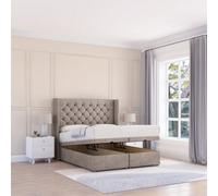 Sloomy Dior Pebble Plush 5Ft Ottoman Bed End Opening With Sprung Memory Mattress & 54" Headboard-King