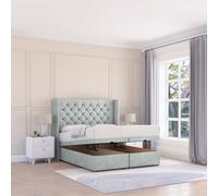 Sloomy Dior Silver Naples 5Ft Ottoman Bed End Opening With Sprung Memory Mattress & 54" Headboard-King