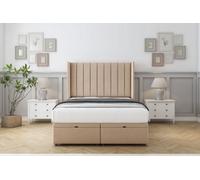 Sloomy Falcon Pebble Plush Ottoman Bed With Mattress With 54" Wingback Headboard 6' Super King