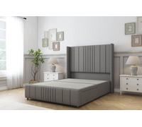 Sloomy Hargrave Pewter Dumfries Divan Bed Base No Drawers-54" Wingback Headboard & 12" Footboard 5' King