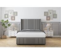 Sloomy Hargrave Pewter Dumfries Divan Bed Set 2 Drawers Foot-End With 54" Wingback & 12" Footboard 4'6 Double