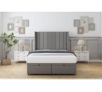 Sloomy Hargrave Pewter Dumfries Ottoman Bed Base With 54" Wingback Headboard 6' Super King