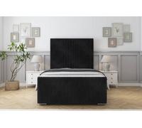 Sloomy Harrington Black Naples Bed Frame With Mattress With 50" Upholstered Headboard 4' Small Double
