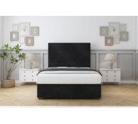 Sloomy Harrington Black Naples Ottoman Bed With Mattress With 54" Floor Standing Headboard 4'6 Double