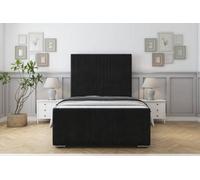 Sloomy Harrington Black Plush Bed Frame With 50" Upholstered Headboard 4'6 Double