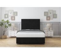 Sloomy Harrington Black Plush Divan Bed Set 4 Drawers - 26" Strutted & 12" Footboard 5' King