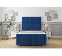 Sloomy Harrington Navy Plush Bed Frame With 50" Upholstered Headboard 3' Single