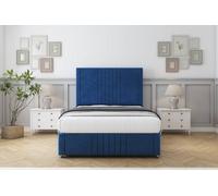Sloomy Harrington Navy Plush Divan Bed Set 2 Drawers Foot-End - 26" Strutted & 12" Footboard 6' Super King