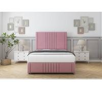 Sloomy Harrington Pink Plush Divan Bed Set 2 Drawers Left Side - 26" Strutted & 12" Footboard 4'6 Double