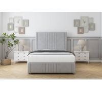 Sloomy Harrington Silver Plush Divan Bed Set 2 Drawers Right Side - 26" Strutted & 12" Footboard 5' King