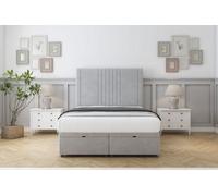 Sloomy Harrington Silver Plush Ottoman Bed With Mattress With 26" Strutted Headboard 5' King