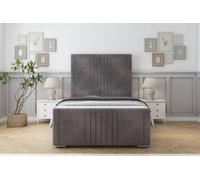 Sloomy Harrington Slate Naples Bed Frame With Mattress With 50" Upholstered Headboard 4'6 Double