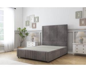 Sloomy Harrington Slate Naples Divan Bed 2 Drawers Left Side-26" Strutted Headboard 12" Footboard 4'6 Double