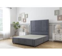 Sloomy Harrington Steel Plush Divan Bed 2 Drawers Left Side-26" Strutted Headboard 12" Footboard 4' Small Double