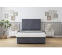 Sloomy Harrington Steel Plush Ottoman Bed With Mattress With 54" Floor Standing Headboard 5' King