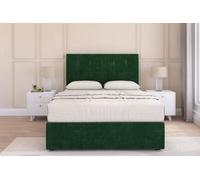Sloomy Highbury Emerald Plush Divan Bed With Mattress 2 Drawers Foot-End With 54" Floor Standing Headboard 4'6 Double