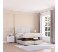 Sloomy Highbury End Lift Ottoman Bed 3Ft With Sprung Memory Mattress - Silver Plush & Headboard- Single