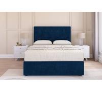 Sloomy Highbury Navy Plush Divan Bed With Mattress 2 Drawers Foot-End With 26" Strutted Headboard 4'6 Double
