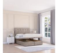 Sloomy Highbury Pebble Plush 3Ft Ottoman Bed End Opening With Sprung Memory Mattress & 26" Headboard-Single