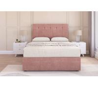 Sloomy Highbury Pink Plush Divan Bed With Mattress 2 Drawers Foot-End With 54" Floor Standing Headboard 4'6 Double