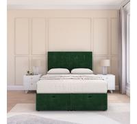 Sloomy Highbury Plush Fabric Ottoman Bed End Opening With Sprung Memory Mattress & 26 Inch strut Headboard in Emerald | Size: Super King Sloomy Emerald Super King