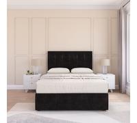 Sloomy Highbury Plush Velvet Memory Foam Bed Set With No Drawers, Mattress & Headboard in Black | Size: Double Sloomy Black Double