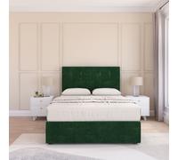Sloomy Highbury Plush Velvet Memory Foam Bed Set With No Drawers, Mattress & Headboard in Emerald | Size: King Sloomy Emerald King