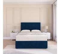 Sloomy Highbury Plush Velvet Memory Foam Bed Set With No Drawers, Mattress & Headboard in Navy | Size: King Sloomy Navy King