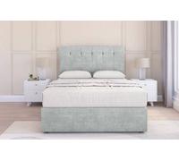 Sloomy Highbury Silver Naples Divan Bed With Mattress 2 Drawers Foot-End With 54" Floor Standing Headboard 4' Small Double