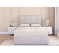 Sloomy Highbury Silver Plush Divan Bed With Mattress 2 Drawers Foot-End With 26" Strutted Headboard 4'6 Double